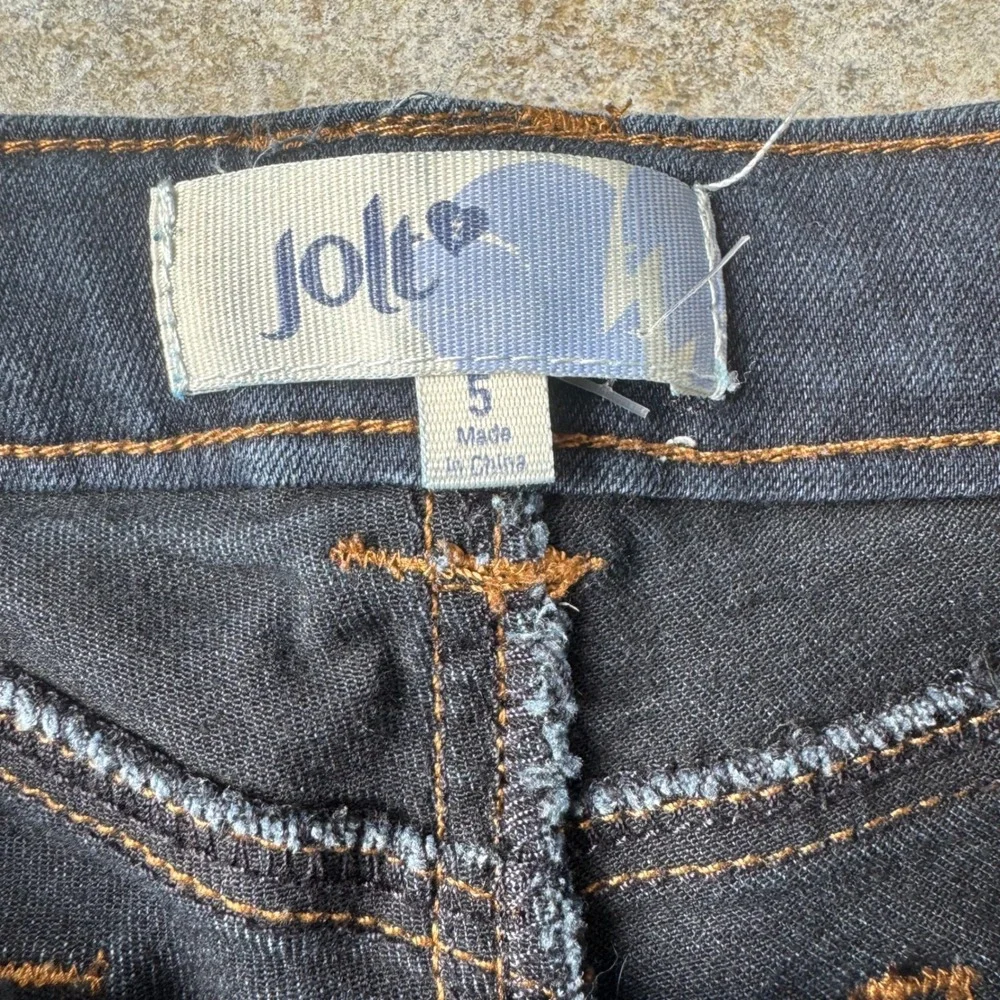 Y2K Jolt‎ Dark Wash Denim Shorts Size 5 Stretchy Mid-Length Vintage